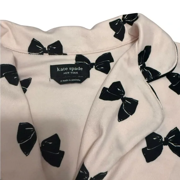 EUC Kate Spade Pink and Black Bow Pajamas - Picture 5 of 8